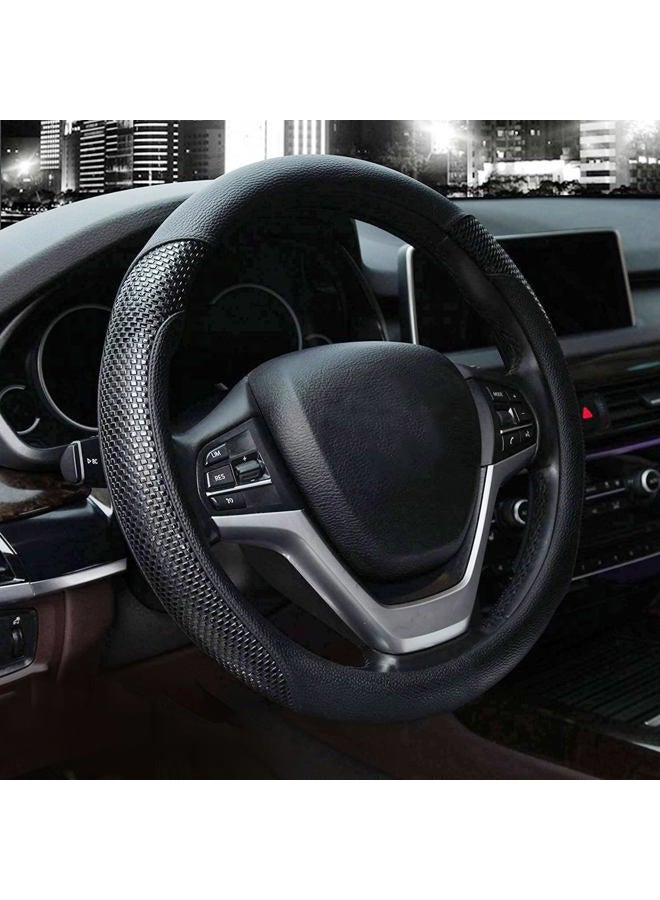 Valleycomfy Steering Wheel Cover with Microfiber Leather for Car Truck SUV 15 inch (Black) - Image 1